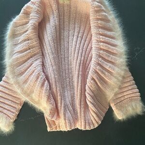 Elegant Pink Fuzzy Women's Cardigan